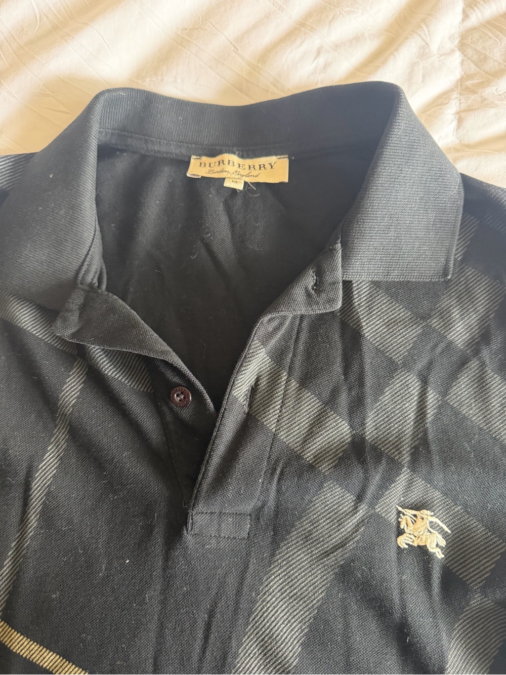 Burberry Men's Black Cross Check Polo